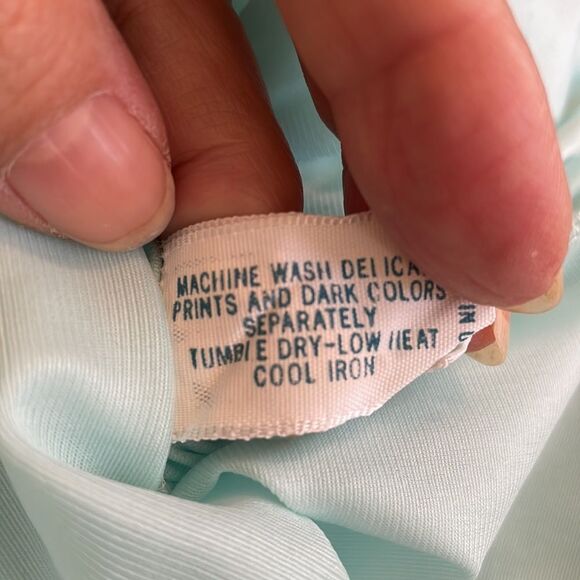 Vtg 60s/70s Vanity Fair light blue nylon long nightgown & robe set with lace - Picture 12 of 13